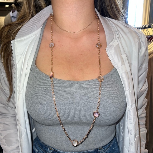 Kendra Scott Natalia Long Station Necklace - Rose Gold/Peach - Picture 2 of 9